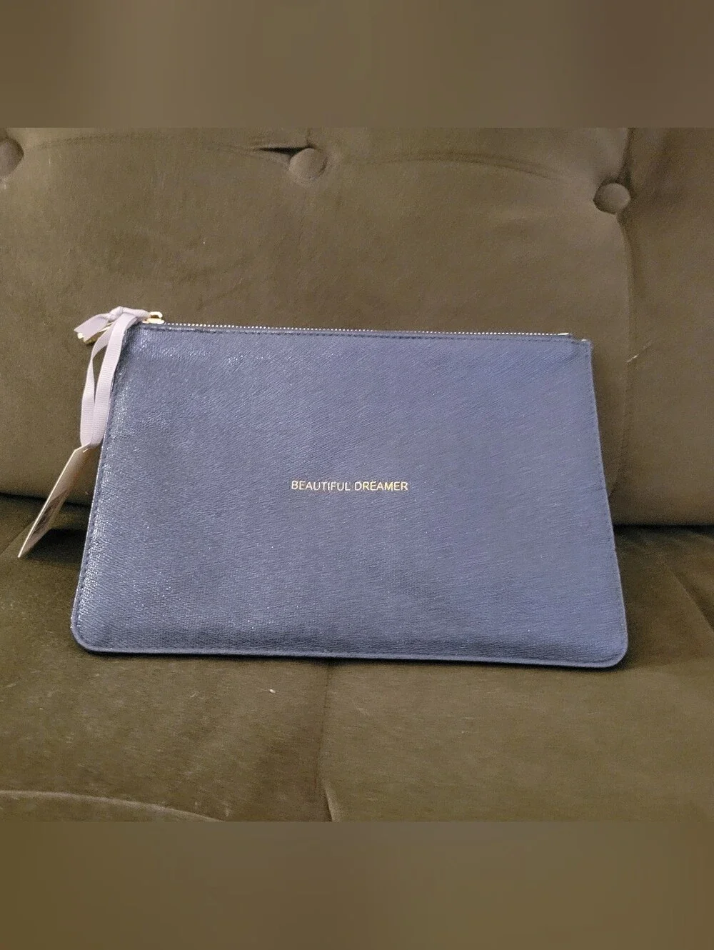 Katie Loxton Beautiful Dreamer Perfect Pouch Metallic Blue Vegan Leather